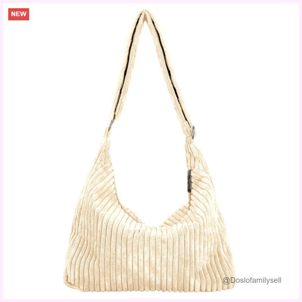 Corduroy Hobo Bag Adjustable Strap Crossbody Shoulder Tote